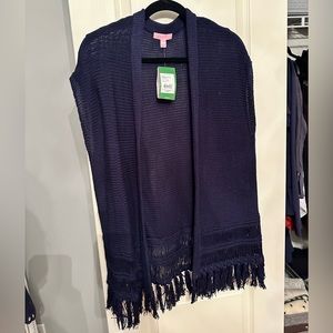 Navy sleeveless cardigan